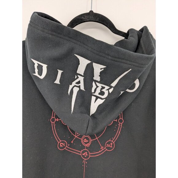 Diablo IV Hoodie The Wild Collective Size L Graphic Skull Tree Rune Gamer Gothic - Picture 5 of 9